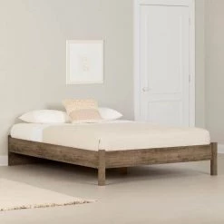 Holland Weathered Oak Queen Size 62.25 in. W Platform Bed by South Shore -South Shore Shop weathered oak south shore platform beds 13263 c3 1000