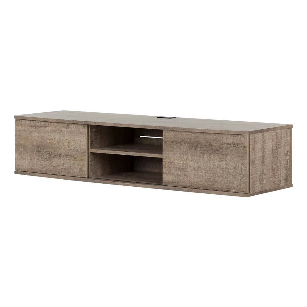 Agora Weathered Oak 56 in. Wide Wall Mounted Media Console by South Shore 1 Agora Weathered Oak 56 in. Wide Wall Mounted Media Console by South Shore