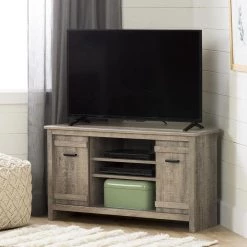 Exhibit 41 in. Weathered Oak Particle Board Corner TV Stand 42 in. with Corner Unit by South Shore -South Shore Shop weathered oak south shore tv stands 11927 31 1000