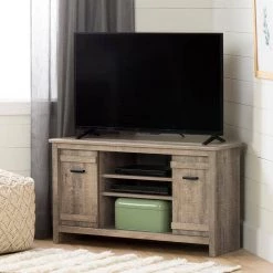 Exhibit 41 in. Weathered Oak Particle Board Corner TV Stand 42 in. with Corner Unit by South Shore