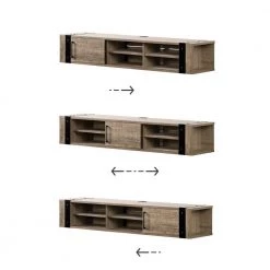 Munich 68 in. Weathered Oak Particle Board Floating TV Stand 68 in. with Adjustable Shelves by South Shore -South Shore Shop weathered oak south shore tv stands 12288 44 1000