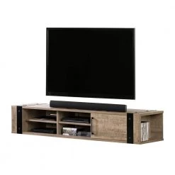 Munich 68 in. Weathered Oak Particle Board Floating TV Stand 68 in. with Adjustable Shelves by South Shore -South Shore Shop weathered oak south shore tv stands 12288 fa 1000