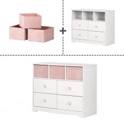 Sweet Piggy 4-Drawer White and Pink Dresser by South Shore -South Shore Shop white and pink south shore kids dressers 11865 31 1000