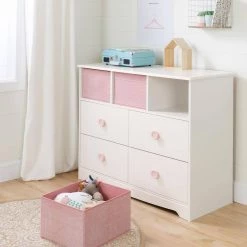 Sweet Piggy 4-Drawer White and Pink Dresser by South Shore -South Shore Shop white and pink south shore kids dressers 11865 40 1000