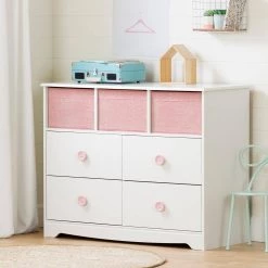Sweet Piggy 4-Drawer White and Pink Dresser by South Shore -South Shore Shop white and pink south shore kids dressers 11865 4f 1000