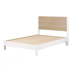 Munich White and Soft Elm Full Size Bed 58.25 in. W with Headboard by South Shore