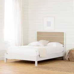 Munich White and Soft Elm Full Size Bed 58.25 in. W with Headboard by South Shore -South Shore Shop white and soft elm south shore platform beds 13214 c3 1000