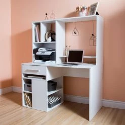 48 in. Rectangular Pure White 1 Drawer Computer Desk with Shelves by South Shore -South Shore Shop white south shore computer desks 9053070 31 1000