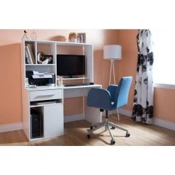48 in. Rectangular Pure White 1 Drawer Computer Desk with Shelves by South Shore -South Shore Shop white south shore computer desks 9053070 77 1000