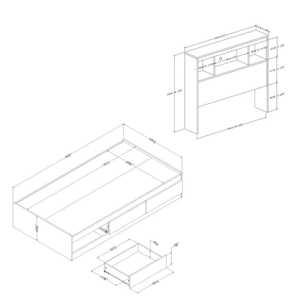 Reevo Pure White Twin Storage by South Shore 4 Reevo Pure White Twin Storage by South Shore - Image 4