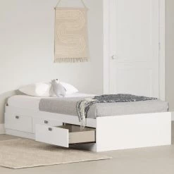 Spark 3-Drawer Twin-Size Storage Bed in Pure White by South Shore -South Shore Shop white south shore kids beds 3260080 1f 1000