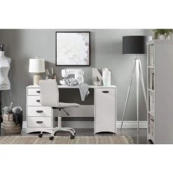 58.25 in. White Rectangular 4 -Drawer Writing Desk with Shelf by South Shore -South Shore Shop white south shore writing desks 10544 31 1000