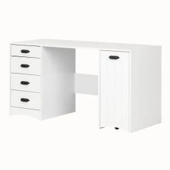 58.25 in. White Rectangular 4 -Drawer Writing Desk with Shelf by South Shore -South Shore Shop white south shore writing desks 10544 c3 1000