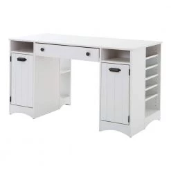 53.5 in. White Rectangular 1 -Drawer Writing Desk with Shelf by South Shore
