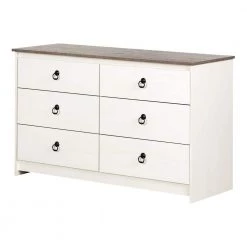 Plenny 6-Drawer White Wash and Weathered Oak Dresser by South Shore