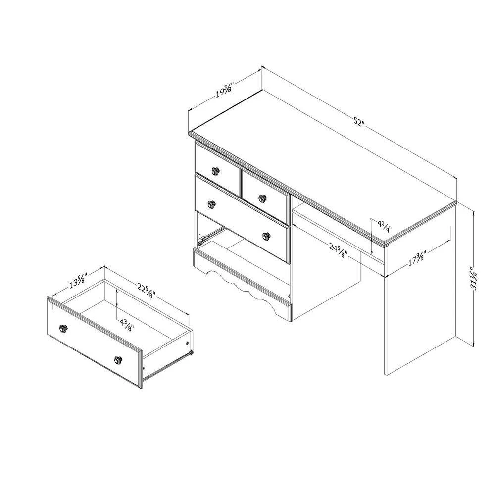 Summer Breeze Desk with 3-Drawer in White Wash by South Shore 5 Summer Breeze Desk with 3-Drawer in White Wash by South Shore - Image 5