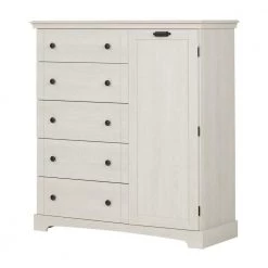 Lilak Door Chest with 5 Drawers Winter Oak (48.75 in. H x 47 in W.) by South Shore