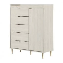 Hype Winter Oak Door Chest with 5 Drawers (54.75 in. H x 44.5 in W.) by South Shore