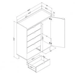 Hype Winter Oak Door Chest with 5 Drawers (54.75 in. H x 44.5 in W.) by South Shore -South Shore Shop winter oak south shore chest of drawers 13533 77 1000