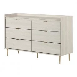 Hype 6-Drawer Winter Oak Double Dresser 36 in. H x 57 in. W x 18 in. D by South Shore