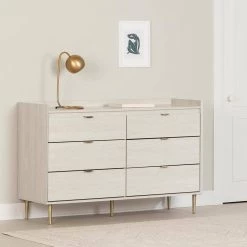 Hype 6-Drawer Winter Oak Double Dresser 36 in. H x 57 in. W x 18 in. D by South Shore -South Shore Shop winter oak south shore dressers 13532 c3 1000